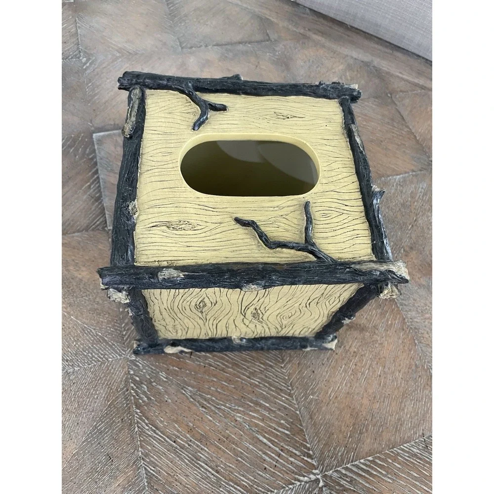 Saranac Lodge Cabin Vanity Wilderness Tissue Cube Cover Heavy Resin